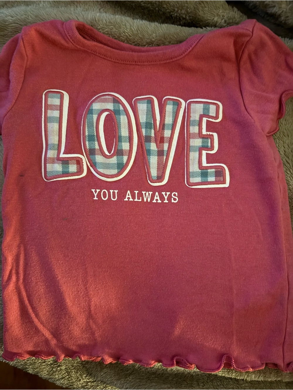 Garanimals Pink Short Sleeve 'LOVE' Plaid Graphic Tee